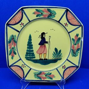 Quimper Soleil Yellow Octagonal Luncheon Plate 9.5" small chip